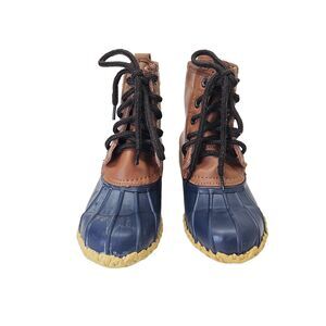 Khombu Kids 12 Montana Duck Boots Brown Blue Insulated ThermoLite Leather Upper